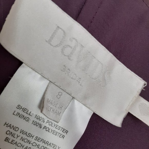 David's Bridal One Shoulder Plum Bridesmaid Dress - Picture 10 of 12